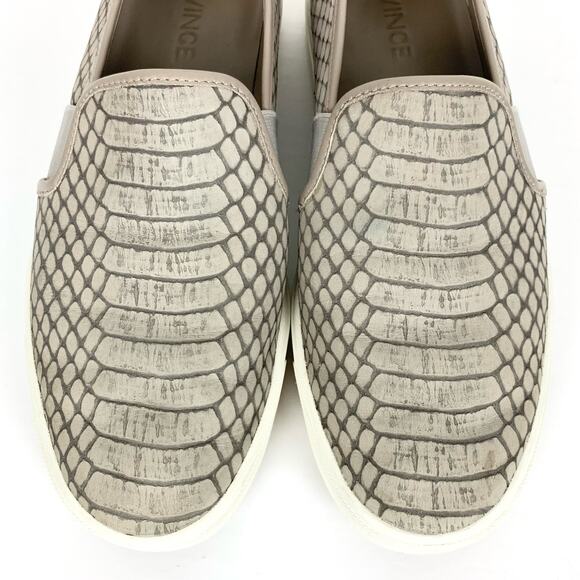 Vince Blair Snake Embossed Leather Sneakers Dual Elastic Gore Slip On Size 7 - Picture 1 of 11